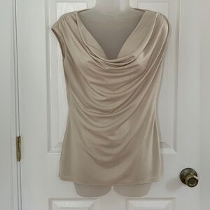 Studio Y Sleeveless Top ~Gold Metallic ~ Drape Neck ~ Size S ~ Made in the USA
